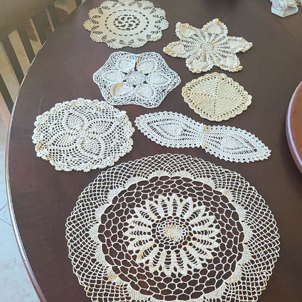 Elegant Cream Crochet Doily Set